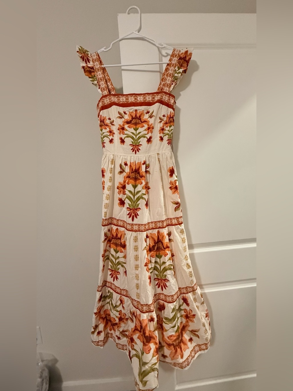 Flying Tomato Cream Maxi Dress with Rust Floral Print - Picture 11 of 16